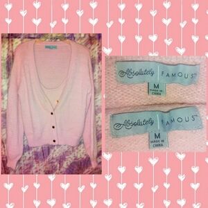 Absolutely Famous 2Pc Rosy Pink Soft Knit Sweater Cami & Cardigan Set Sz Med